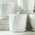 Plants Flower Pots Plant Pots Ceramic Pure White Simple Flower Pots Four-piece Set of Medium-Sized Planters with Tray Home Succulent Plants Green Plant Cultivation Gardening Pot - Image 5