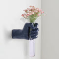 Blue Wall Sculpture,Wall Art Bedoroom,Hand Vase,Funky Flower Vase Decorations,Unique Wall Statue,Home Decor Art by XYQXYQ