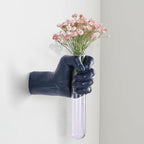 Blue Wall Sculpture,Wall Art Bedoroom,Hand Vase,Funky Flower Vase Decorations,Unique Wall Statue,Home Decor Art by XYQXYQ