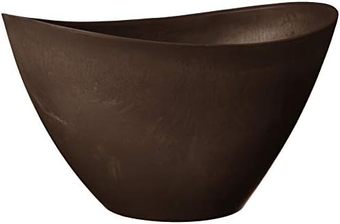 Arcadia Garden Products PSW Pot Collection YB41C Plastic/Stone/Wood Composite Curved Planter Pot – No Drainage Hole (Drillable), for Indoor and Outdoor Plants and Gardens, 16-inch, Chocolate by PSW