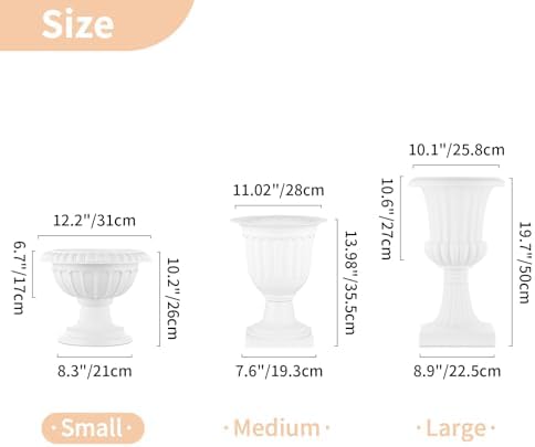 NUPTIO Classic Plastic Urn Planter: 6 Pcs 10.23 Inch Pedestal Pot for Porch - Image 4