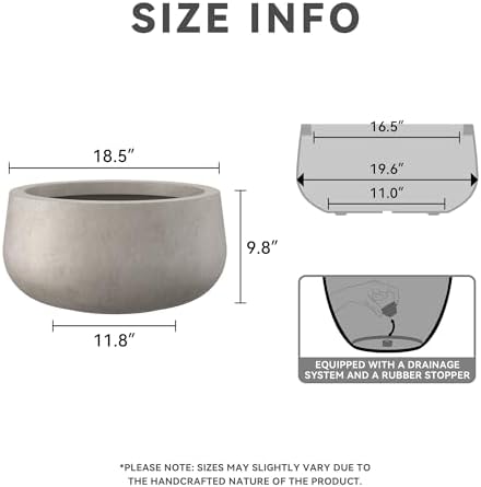 Kante Large Round Bowl Weathered Concrete Planter 20" Dia, Outdoor - Image 2