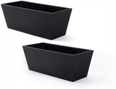 Step2 Tremont Trough Planter 2-Pack, Large Resin Planters for Outdoor Plants, Self-Watering, Black by Step2