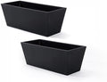 Step2 Tremont Trough Planter 2-Pack, Large Resin Planters for Outdoor Plants, Self-Watering, Black by Step2