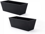 Step2 Tremont Trough Planter 2-Pack, Large Resin Planters for Outdoor Plants, Self-Watering, Black by Step2