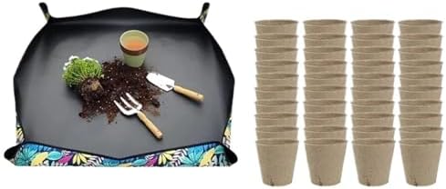 1-8PCS 50cm Planting Mat Oxford Cloth Foldable Waterproof Gardening Potting Pad Flower Pots Pulp Seedling Cup for Indoor Plant Repotting(Mix-B-2 Sets) by Unknown