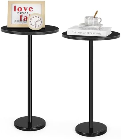 Round Side Table Small End Table Set of 2 Black Round Coffee Table Modern Nightstand Kids Bedside Table Outdoor Accent Table for Small Spaces Living Room Bedroom Patio by BTY