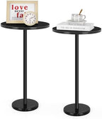 Round Side Table Small End Table Set of 2 Black Round Coffee Table Modern Nightstand Kids Bedside Table Outdoor Accent Table for Small Spaces Living Room Bedroom Patio by BTY