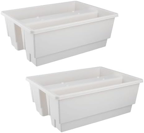Railing Planter Box 2-Pack - 20.75-Inch Flower Boxes with Removable Drainage Inserts - 6-Gallon Outdoor Planters for Porch, Deck, or Balcony Decor, Fits Rail 3” - 4” by Pure Garden (White) by PureGarden