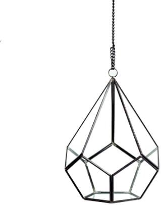 WGV Hanging Geometric Planter Terrarium Width 6.5" Height 8.75" Clear Glass Black Frame DIY Succulent air Plant Miniature Fairy Garden Windowsill Decor Teardrop 1 Piece - Image 4