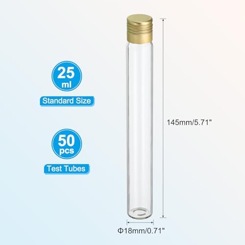 PATIKIL 50pcs 25ml Test Tubes 5.71x0.71in Glass Clear Test Tube Containers - Image 2