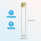 PATIKIL 50pcs 25ml Test Tubes 5.71x0.71in Glass Clear Test Tube Containers - Image 2