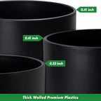 D'vine Dev 3-Pack Plastic Pots & Saucers, 12/14/16 in, Black, 74-V-B-7 - Image 6