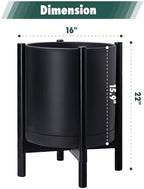 D'vine Dev Plastic Pot with Ebony Wood Stand, Black, 16 in, 55-C-Z-2 - Image 3