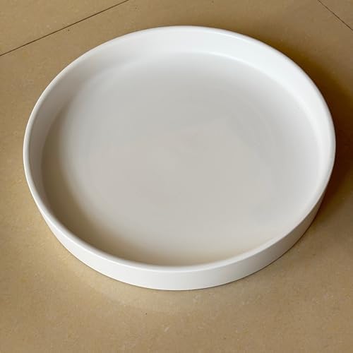 Yukfona Ceramic Plant Saucer Tray 1 Pcs 14 15 Inch White, 14.3" OD x13.5 ID x2 Deep| Fits Flower pots Bottom≤ 13.5",Heavy Duty Glazed Round Planter Drip with Catch Basin for Indoor Outdoor Plants - Image 3