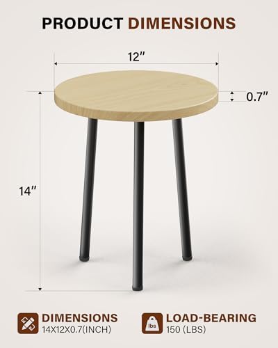 Plant Stand Indoor 14'': Indoor Plant Stand 2 Pack Metal Plant Table - Wood Plant Stool Outdoor Small Round Side End Table Mid Century Modern Decor - Home Decor - Image 3