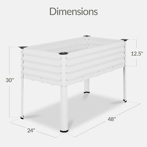Best Choice Products 48x24x30in Galvanized Raised Garden Bed, Metal Elevated Planter Box, Vegetable Garden for Backyard, Patio, Balcony, 100% Non Toxic Materials - White - Image 2