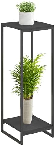 34" Tall 2-Tier Corner Plant Stand Indoor, Black by GreenLivingSpaces