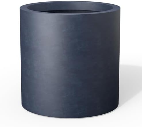 Kante 12.6" Cone-Style Concrete Planter, Round Garden Pot with Drainage System for Indoor Outdoor Use, Suitable for Flower, Trees, Succulents, Charcoal by Unknown