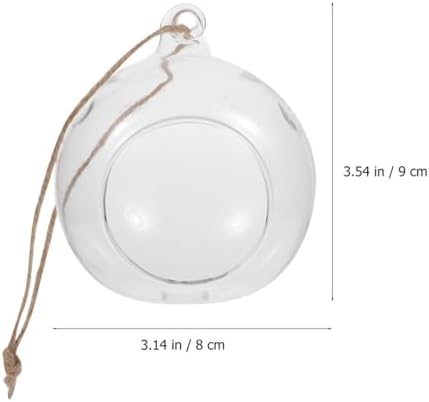 Housoutil 6pcs Hanging Glass Bauble Tea Light Candle Holders with 8cm Flat Base and 1.2m Jute Rope, Glass Globe Terrarium Planters for Home Décor and DIY Hanging Candle Display - Image 2