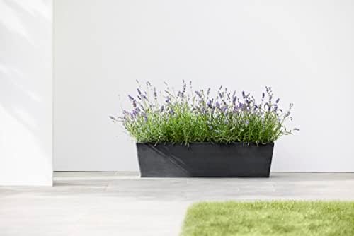 Ecopots Bruges Rectangular Flower Planter, Dark Grey, 17.75" - Image 3