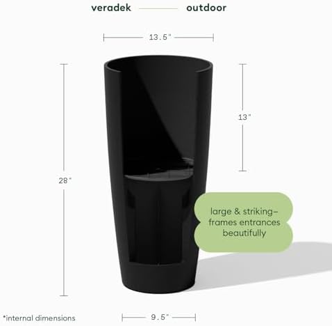 Veradek Mason Series Vega Planter - Tall Round Outdoor Planter with Shelf - Image 2