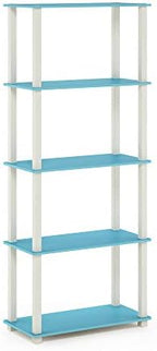 Furinno TURN-S-TUBE Book Shelf, 5-Tier Toolless Storage Shelves with Square Tubes, Shelving Unit for Organization and Storage for Living Room, Home Office, Light Blue - Image 6