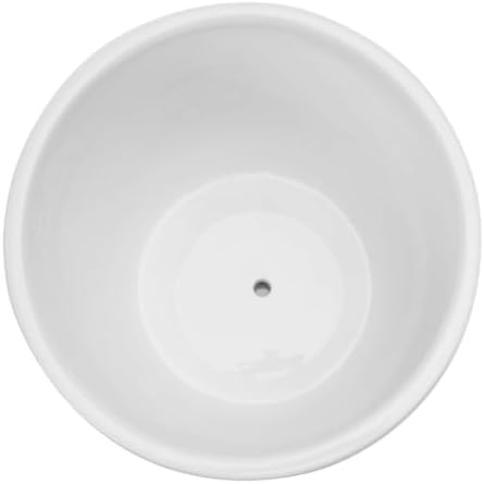 MyGift 7 Inch Round White Ceramic Plant Pot with Drainage Hole and Attached Saucer, Modern Decorative Embossed Sunburst Planter Container for Indoor Home Garden - Image 6