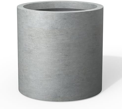 Kante Modern Home Minimalist 15.8" Tall Pale Gray Concrete Cylinder Planter by Unknown