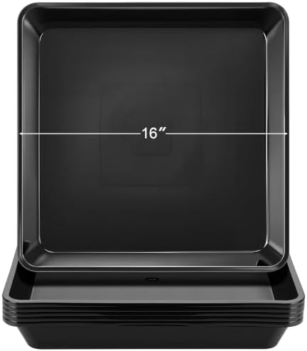 Eccliy 6 Pack Plastic Plant Saucer, Square, 16 Inch, Black by Eccliy
