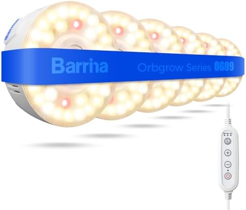 Barrina OG09 Puck Grow Light, 54W(6 x 9W), 660nm Red LEDs, Timer, 4 Packs by Barrina
