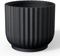 Kante Small Round Pedestal Black Concrete Planter 11" Dia, Outdoor by Unknown