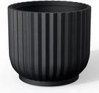 Kante Small Round Pedestal Black Concrete Planter 11" Dia, Outdoor by Unknown