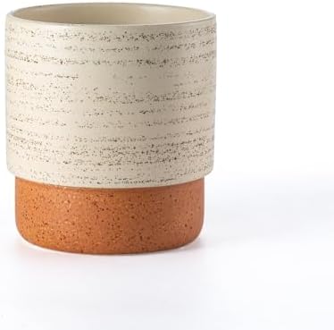 6 Inch Ceramic Self Watering Planter with Drainage Hole, Brush by Chubacoo