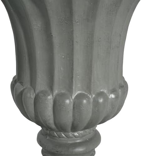 Large Gray Urn Planter Outdoor, 26-inch Tall Magnesium Oxide Pedestal Planter for Garden, Patio, or Porch - Weather- & No Assembly Required - Image 4