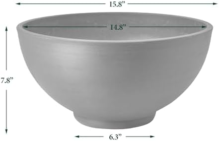 PSW Pot Collection 15x8 inch Plastic/Stone/Wood Composite Square Planter – No Drainage Hole (Drillable), Simplicity Bowl, Dark Charcoal - Image 4