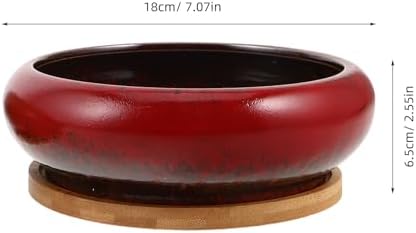 Vintage Ceramic Succulent Pot with Tray 2pcs, Round Indoor Xmas - Image 2
