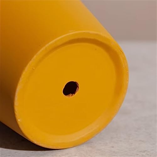 Planter Flower Pots Solid Color High Thin Round Thick Side Plant Pots Tall Simple with Tray Ceramic Planters for Home/Office/Garden/Balcony Flower Pots(Yellow,XS) - Image 3