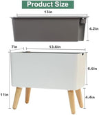 13.5 Inch Indoor Decorative Planter Pot with Solid Wood Legs, Self Watering Pots with Water Shortage Alarm Plant Pot for Modern Flower Planter for Home & Garden(White) - Image 3