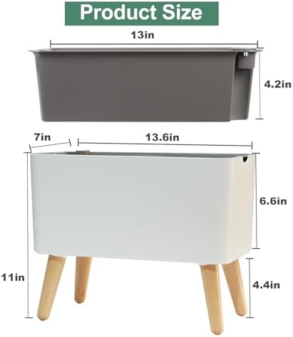13.5 Inch Indoor Decorative Planter Pot with Solid Wood Legs, Self Watering Pots with Water Shortage Alarm Plant Pot for Modern Flower Planter for Home & Garden(White) - Image 3