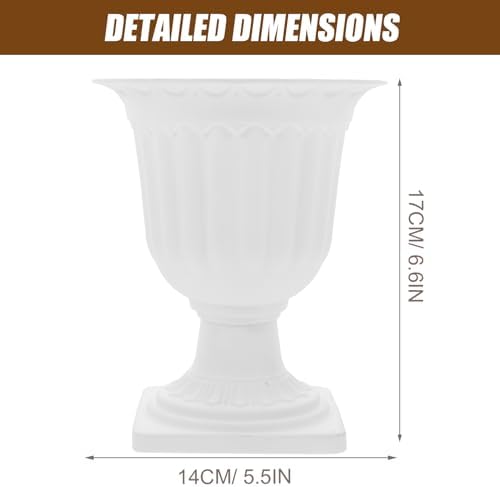 Abaodam 2pcs Urn Planter Flowerpot Flower Stand for Wedding Flower Pots Indoor Front Door Decorations Pots for Plants Tall Planter Outdoor Vase White, 6.7X5.5X5.5in - Image 4
