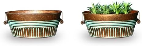 Headwind Vintage Collection 14-Inch Vintage Copper Oval Galvanized Tub with Handles – Metal Beverage Tub & Party Drink Bucket, Galvanized Bucket, Water Trough & Decorative Oval Planter by Robert Allen - Image 7
