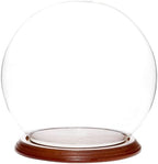 Plymor 7.5" x 8.5" Glass Display Dome Globe Cloche (Walnut Veneer Base) by Plymor
