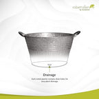 Headwind Decorative Planter - Round Galvanized Tub Planter with Handles – 10 Inch Lightweight Metal Planter with Drainage Hole – Galvanized Steel Tub for Plants - Metal Flower Pot by Robert Allen - Image 5