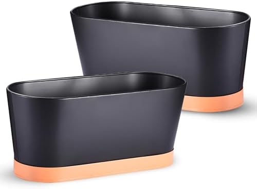 Window Garden Window Boxes Planters - 2-Pack Rectangular Planter - Window Sill Planter Box - Plastic Plant Pot with Water Level Indicator, Drainage Holes, and Trays by WindowGarden