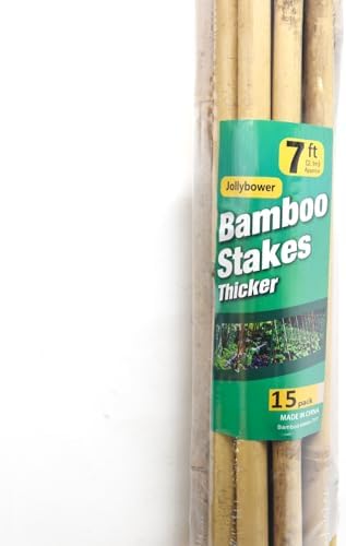 Jollybower 15pcs 3/4" D Thicker Heavy Duty Bamboo Stakes, 7FT Plant Stakes, Natural Garden Stakes for Tomato, Bean, Flowers,Trees Potted and Climbing Plant Support - Image 6