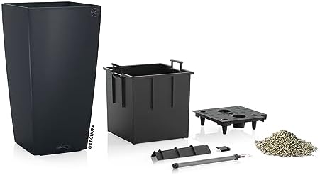 Lechuza 13138 Cubico Color 30 Self-Watering Planter for Indoor and Outdoor Use, 12" x 12" x 22", Slate - Image 3