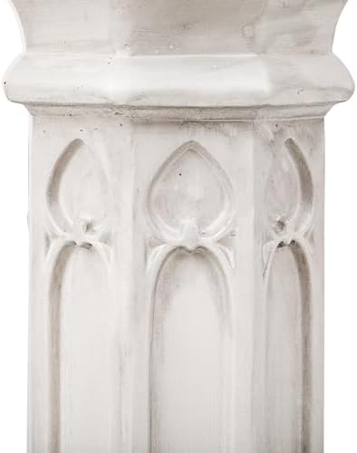 Merax 22.64" H 22.44" H Ornate Floral Pedestal Plant Stand, Finish MGO Decorative Column Side Table for Indoor/Outdoor, No Assembly Required, Antique White - Image 7