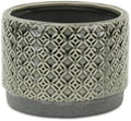 HomeRoots 7" Gray Geometric Ceramic Indoor Outdoor Round Pot Planter by Unknown