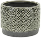 HomeRoots 7" Gray Geometric Ceramic Indoor Outdoor Round Pot Planter by Unknown
